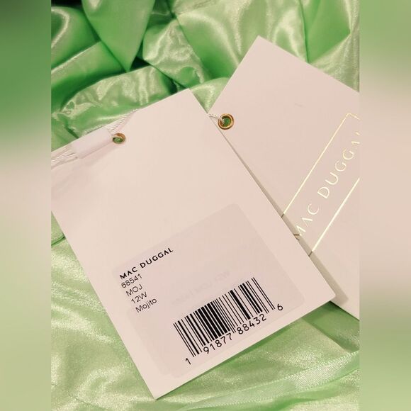 Mac Duggal Green Ruffled Organza Hi-low Evening Formal Dress Slit Plus 12W NWT - Picture 10 of 10